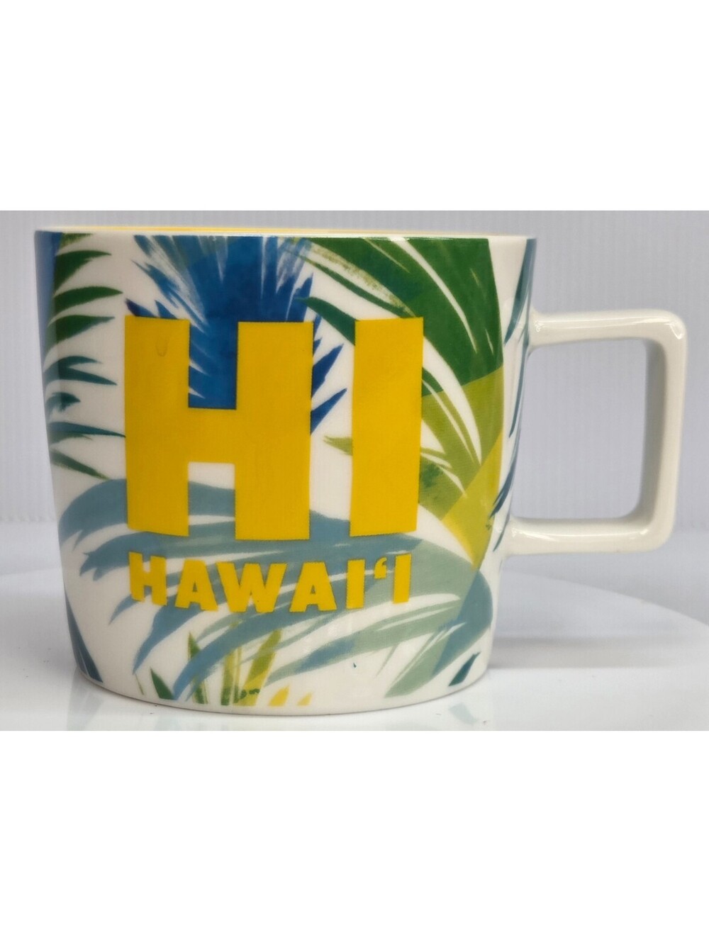 Starbucks Hawaii HI 2016 You Are Here 14 oz Mug Tropical Palm Yellow Interior